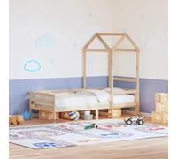 Kaloriko Cadre de toit pour lit d'enfant 118 x 70 x 176,5 cm en pin massif, accessoires de maison de jeu, côté ouvert pour entrer et sortir facilement, pièce de rechange assortie pour connecteurs de