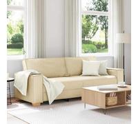 Kaloriko Canapé 3 Places crème en Tissu 220 cm Salon séjour Bureau scandinave Moderne Confortable modulable méridienne Convertible lit Relax