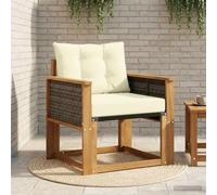 Kaloriko Canapé d'extérieur en Bois d'acacia Massif Naturel, Fauteuil modulable avec Coussins crème, accoudoir Confortable, Dossier soutenant, idéal pour Jardin terrasse Balcon Patio Lounge Salon