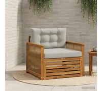 Kaloriko Canapé d'extérieur en Bois d'acacia Massif Naturel, Module modulable avec Coussins Gris Clair, Fauteuil Angle composable pour Jardin terrasse Balcon