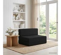 Kaloriko Canapé-lit Pliable Noir 70 x 80 x 60 cm en Tissu Polyester 2-en-1 Convertible en Matelas 190 x 70 cm pour Salon séjour Chambre Bureau, Facile à Entretenir et Peu encombrant