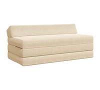 Kaloriko Canapé-lit pliant crème 120 x 60 x 49 cm en tissu avec fonction de sommeil, canapé-lit 2 places pour salon et chambre d'amis, pliable, peu encombrant, confortable, garniture de rembourrage