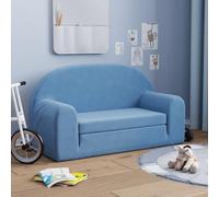 Kaloriko Canapé-lit pour enfant 2 places bleu en peluche douce avec housse amovible, 84 x 90 x 45 cm, polyvalent comme mini canapé-lit ou fauteuil pour enfants pour jouer, dormir et lire dans la