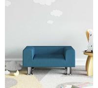Kaloriko Canapé pour enfant en velours bleu avec cadre en pin massif 50 x 40 x 26,5 cm, rembourré avec mousse, pour chambre d'enfant, salon pour chambre de bébé, confortable pour se détendre et jouer