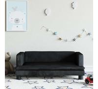 Kaloriko Canapé pour enfant en velours noir avec cadre en bois de pin robuste 80 x 45 x 30 cm, salon pour chambre d'enfant de 3 à 6 ans, lit de rechange confortable