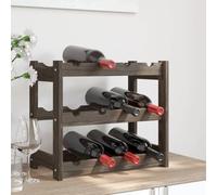 Kaloriko Casier à vin pour 12 bouteilles gris en pin massif avec design ondulé, 43 x 25 x 38 cm, idéal pour cuisine, salle à manger, cave, bar, rangement pratique et présentation élégante