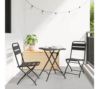 Kaloriko Chaise de Jardin Pliante en Acier Enduit de Poudre Anthracite, 42 x 52 x 82 cm, Lot de 2, siège Ergonomique extérieur pour terrasse Balcon Patio, Robuste et Pliable pour détente et Repas