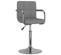 Kaloriko Chaise de salle à manger en tissu gris clair rembourrée avec accoudoir pivotant et réglable en hauteur, structure en acier chromé, confortable, ergonomique, assise 40 cm, idéale pour cuisine