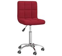 Kaloriko Chaise de salle à manger pivotante avec roulettes et ressort à gaz, housse en tissu bordeaux, rembourrée confortable, 40 x 47 x 74,5-86 cm, ergonomique pour cuisine, salon, salle à manger