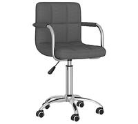 Kaloriko Chaise de salle à manger pivotante en tissu gris foncé avec siège et dossier rembourrés, cadre en acier chromé, rotation à 360 degrés, vérin à gaz réglable en hauteur
