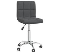 Kaloriko Chaise de salle à manger pivotante en tissu gris foncé avec vérin à gaz réglable, rembourrée et confortable, 40 x 47 x 74,5-86 cm, avec roulettes et dossier, idéale pour cuisine, salon et