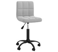 Kaloriko Chaise de salle à manger pivotante en velours gris clair rembourrée avec vérin à gaz 40 x 47 x 76-87,5 cm, roulettes et dossier ergonomique pour cuisine, salon, salle à manger, siège