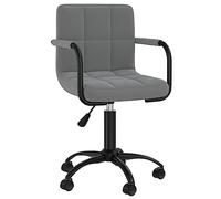 Kaloriko Chaise de salle à manger pivotante en velours gris foncé avec vérin à gaz rembourrée, structure en acier noir, rotation à 360°, largeur d'assise 40 cm, charge jusqu'à 110 kg