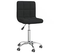 Kaloriko Chaise de salle à manger pivotante noire avec housse en tissu, 40 x 47 x 74,5-86 cm, rembourrée et confortable, cadre en acier chromé, roulettes, vérin à gaz pour cuisine, salon, salle à