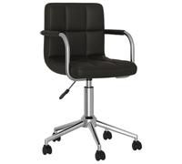 Kaloriko Chaise de salle à manger pivotante noire en cuir synthétique rembourrée avec accoudoir, vérin à gaz réglable en hauteur, rotation à 360 degrés, structure en acier robuste, largeur d'assise 40