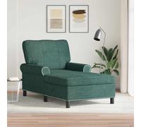 Kaloriko Chaise longue avec coussin, tissu vert foncé, 91 x 157 x 91 cm, chaise longue moderne pour salon, chambre à coucher, chaise longue relaxante avec rembourrage et accoudoirs, dossier