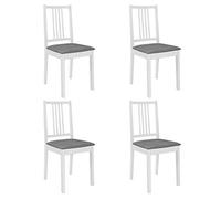 Kaloriko Chaises à Manger en Bois Solide avec Coussins 100% Polyester Lot de 4 Blanches Design Moderne Ergonomique Confort Optimal Salle à Manger Cuisine Salon