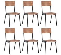 Kaloriko Chaises à Manger Marron en contreplaqué et Acier revêtu de Poudre Lot de 6 empilables Robustes Dimensions 41,5 x 54 x 85,5 cm Design Moderne pour Cuisine Salle à Manger Confortable