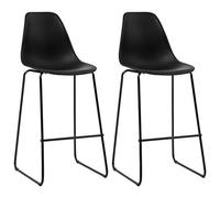 Kaloriko Chaises de Bar Lot de 2 Noir Plastique, Tabouret Chaise pour comptoir et Mange Debout, Assise Ergonomique avec Dossier, Pieds métal, Cuisine, Salle à Manger, îlot Central, Restaurant
