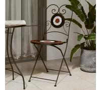 Kaloriko Chaises de Bistro Pliables Lot de 2 Terre Cuite Blanc céramique avec Cadre en Fer pour Jardin terrasse Balcon extérieur Design mosaïque Stable et Facile à Nettoyer