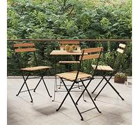 Kaloriko Chaises de bistrot Pliantes Lot de 4 en Bois de Teck Solide et Acier Enduit de Poudre pour extérieur terrasse Jardin Patio Balcon Confort Assise Durable Stable