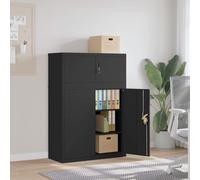 Kaloriko Classeur Noir en Acier Enduit de Poudre 90x40x130 cm avec 2 étagères réglables Serrure clé métallique pour Bureau Salon Garage Rangement sécurisé