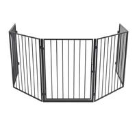 Kaloriko Clôture de cheminée pour Animaux de Compagnie Noire en Acier, Pare feu Grille écran Protection barrière étincelle Flamme sécurité Chaleur, 123 x 123 x 76 cm, Porte pivotante