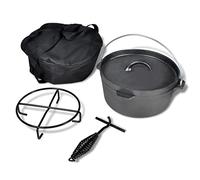 Kaloriko Cocotte en Fer moulé 4,2 L avec Accessoires Inclus, faitout avec Couvercle à Rebord, lève Couvercle, Support et Sac de Transport, pour mijoter, rôtir, Braiser, bouillir
