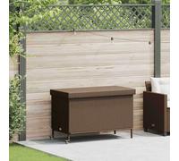 Kaloriko Coffre de jardin en rotin synthétique marron avec roulettes - 110 x 55 x 73 cm - Résistant aux intempéries - Avec espace de rangement pour coussins - Terrasse - Balcon - Étanche - Avec