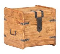 Kaloriko Coffre en bois d'acacia massif 40 x 40 x 40 cm avec couvercle et serrure, boîte de rangement avec poignées, banc et organiseur pour salon, chambre à coucher, couloir, balcon, style rustique