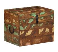 Kaloriko Coffre en bois massif vieilli de style rustique vintage avec couvercle, banc et espace de rangement pour salon, chambre à coucher, couloir ou chambre d'enfant comme boîte de rangement