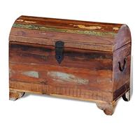 Kaloriko Coffre en bois vieilli massif recyclé - 60 x 30 x 45 cm - Boîte de rangement avec couvercle et charnière - Banc avec rembourrage - Organiseur pour chambre à coucher, salon, couloir, vintage