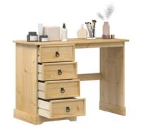Kaloriko Coiffeuse Corona Bois de pin Massif 104x47x75 cm avec 4 tiroirs Rangement, poignées métal, Table Bureau secrétaire pour Chambre Salon télétravail étudiant Ordinateur