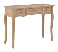 Kaloriko Coiffeuse table console marron en MDF et pin avec 3 tiroirs, peu encombrante et compacte, idéale comme table d'appoint, table de rangement, table de chevet pour salon, chambre à coucher