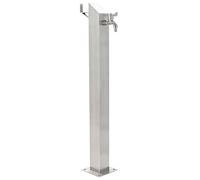 Kaloriko Colonne d'eau de jardin carrée en acier inoxydable 95 cm avec robinet, raccord pour système d'irrigation, tuyau et arroseur, idéale pour jardin, balcon, terrasse et parterre surélevée