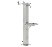 Kaloriko Colonne d'eau de jardin en acier inoxydable 95 cm de hauteur carrée avec robinet, dimensions de colonne 8 x 8 cm, raccord Gardena 1/2", surface de rangement, accessoires de montage pour
