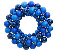 Kaloriko Couronne de Noël Bleue 45 cm en polystyrène, décoration Ornement avec Boule et Guirlande, Suspension Lumineux intérieur extérieur pour Porte fenêtre cheminée Salon Ambiance fête Hiver