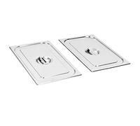 Kaloriko Couvercles de Plateau GN 1 1 en Acier Inoxydable argenté, Lot de 2, 530 x 325 mm, Accessoire Buffet et Traiteur pour Restauration, Cuisine, Banquet et réception