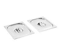 Kaloriko Couvercles de Plateau GN 1/2 en Acier Inoxydable argenté, Lot de 2, 325 x 265 mm, Accessoire Buffet Traiteur Restaurant Cuisine pour Restauration et Service Chaud
