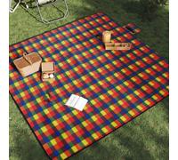 Kaloriko Couverture de Pique-Nique Pliable 200x200 cm en Velours Multi-Carreaux légère et Thermique pour activités extérieures, Camping, Plage, Trekking, Voyage et Outdoor