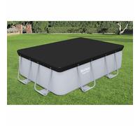 Kaloriko Couverture de Piscine Bestway Flowclear en PVC Anthracite 269 x 179 cm, bâche Protection avec Trous de vidange et Cordes, pour Piscine rectangulaire Power Steel 282 x 196 x 84 cm