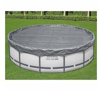 Kaloriko Couverture de Piscine Bestway Ronde 3,05 m en Polyester Gris, bâche Protection avec Sangles et Drainage, Compatible Steel Pro et Steel Pro Max pour Piscine extérieure en été