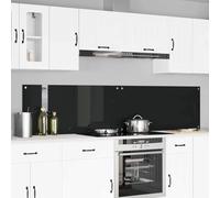 Kaloriko Crédence de Cuisine Lot de 2 Noir 110 x 50 cm Verre trempé 6 mm, dosseret Mural thermorésistant avec 4 Trous prépercés pour Cuisine Maison, Entretien Facile et Installation Rapide