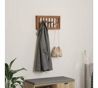 Kaloriko Crochet à manteaux naturel en bois d'acajou massif 50 x 10 x 25 cm, peu encombrant et durable pour garde-robe, armoire, dressing, offre un rangement et un système de rangement sans plis