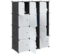 Kaloriko Cubes de Rangement 12 pcs en PP avec tiges de Suspension, Organisateur de Dressing empilable 109,5 x 46,5 x 143 cm, Armoire modulaire pour vêtements Chaussures Placard Chambre