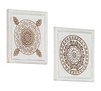Kaloriko Décor Artistique Mural 2 pcs Marron et Blanc, 40 x 40 x 1,5 cm, Bois d’ingénierie, Design intérieur pour Salon Chambre Bureau Entree, idee Cadeau decoratif Durable
