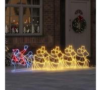 Kaloriko Décoration de Noël Multicolore en PVC avec 1224 LED, Guirlande Lumineuse LED, intérieur extérieur, 69 x 79 cm, traîneau du Père Noël et 4 Rennes, Ambiance Festive pour fenêtre et Mur