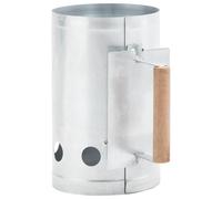 Kaloriko Démarreur de cheminée de Grill au Charbon en Acier galvanisé argenté 17 x 27,5 cm, poignée en Bois avec Bouclier Thermique, Ouvertures de Ventilation pour Barbecue, Gril, plancha, fumoir