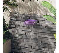 Kaloriko Déversoir pour Cascade avec LED RVB, Acier Inoxydable brossé SS 304, 30 cm, Fontaine pour Bassin, Jet Eau, décoration Jardin Maison extérieur terrasse, Ambiance Zen apaisante