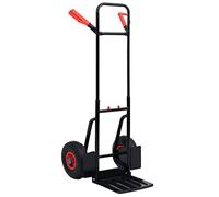 Kaloriko Diable pliant à main télescopique 200 kg robuste en acier noir et rouge pour déménagement, manutention, transport facile en maison, bureau ou entrepôt avec roues pneumatiques